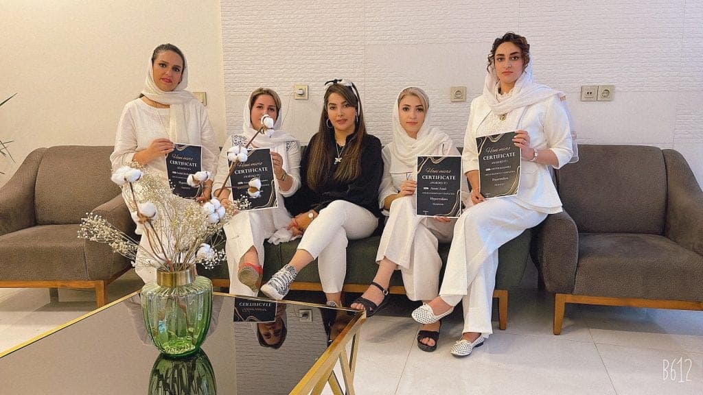 Hanie's students with their certificates