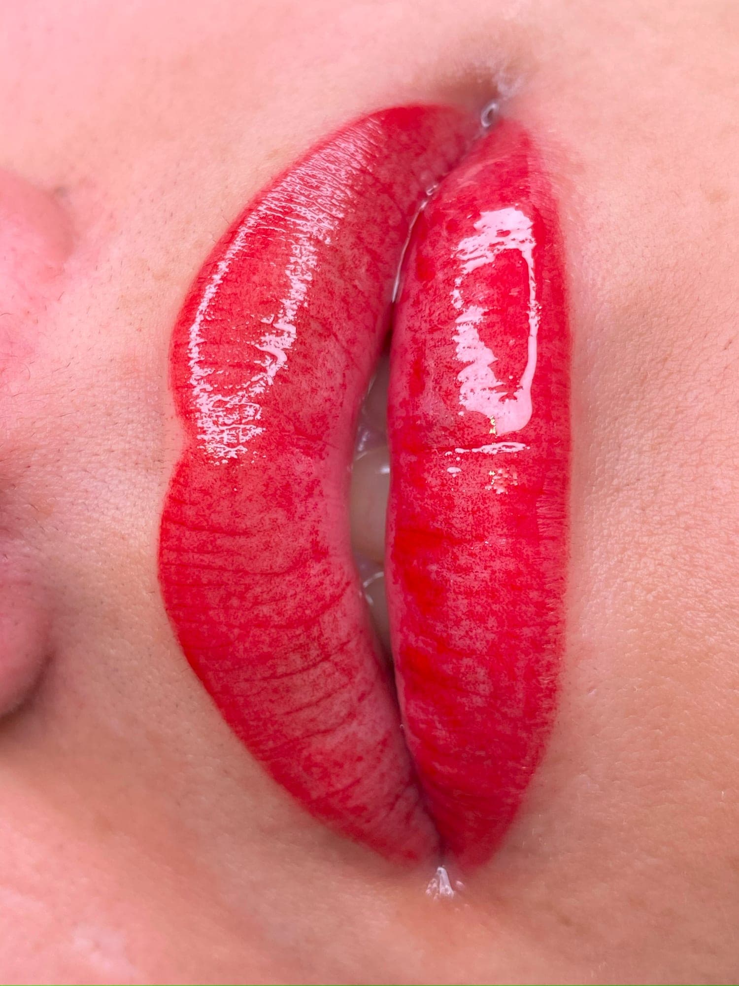 Lip blush in a rich red shade